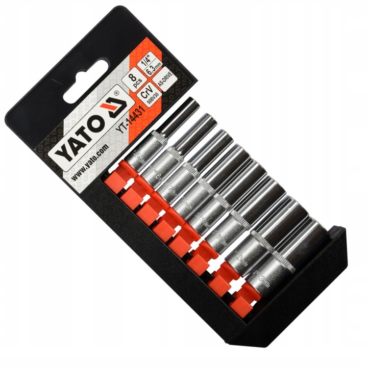 Set 8 Chei Tubulare Lung Lungi 1/4", 50mm, Yato, otel CrV 50BV30