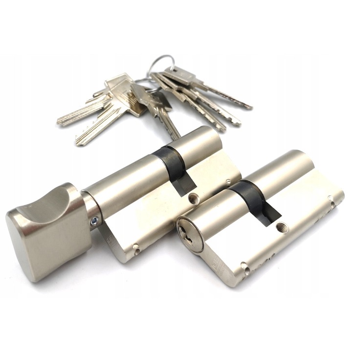 Set cilindri usa atestati Hektor 35g/40 + 35/40 nikiel satinat, 6 chei