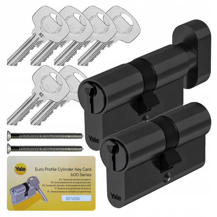 Cilindri usa Yale set 2 buc, 35x35mm, negru, cu sistem de siguranta