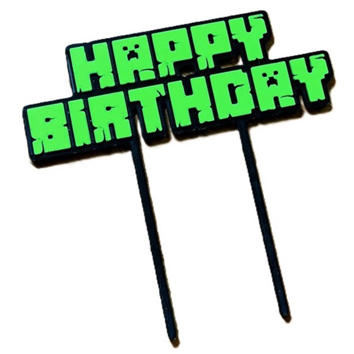 Topper tort Minecraft, Dual Stax, plastic eco, reutilizabil, 10x15cm