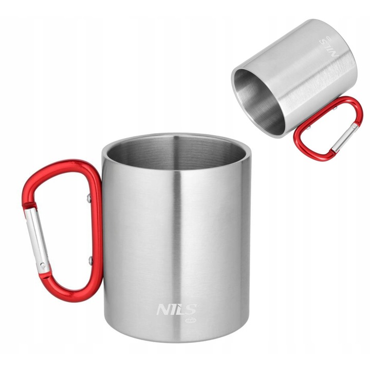 Cana Camping Nils Camp Rosie 300ml cu Carabiner, Inox