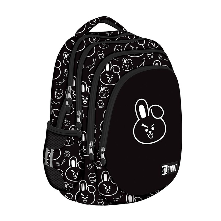 Ghiozdan ST.Right Clever Bunny 42 cm, 4 compartimente, multicolor, 42x31x22 cm