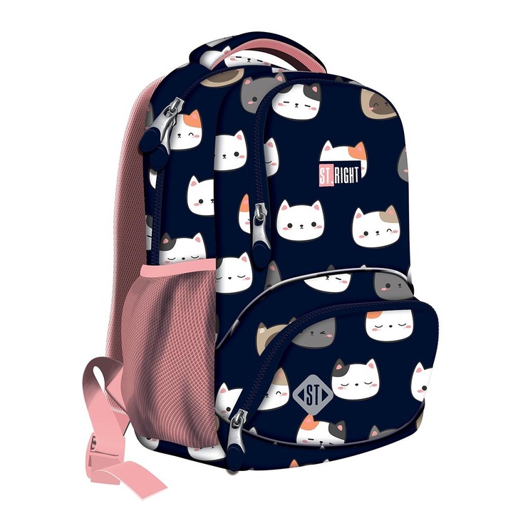 Ghiozdan St.Right, 38 cm, 1 compartiment, culoare multicolor, 32x22x11.5 cm