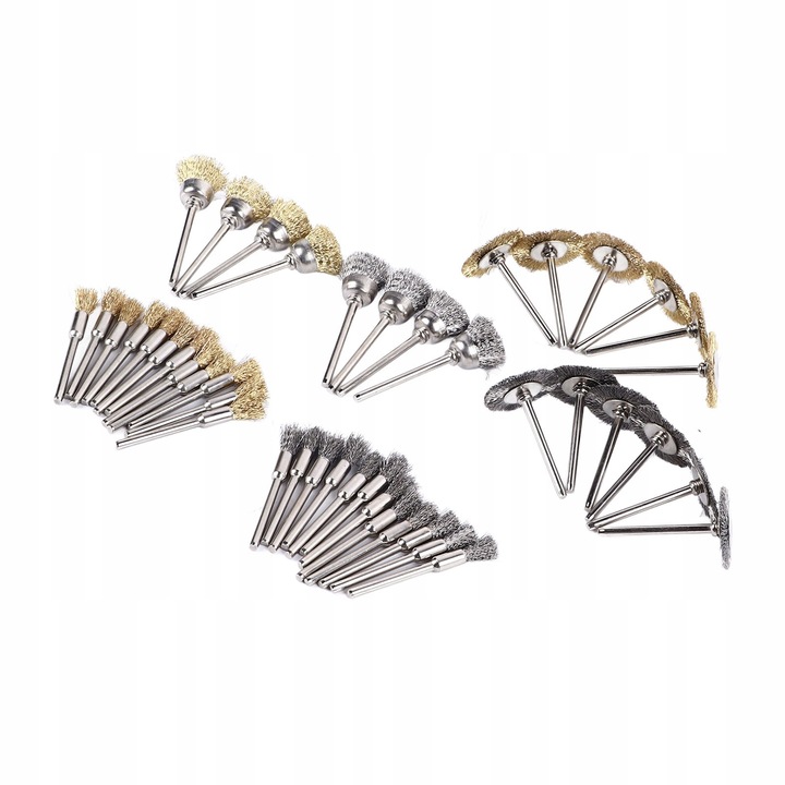 Set 44 Perii Sarma pentru Masina de Gaurit, pentru curatare si lustruire, otel si alama, multicolor