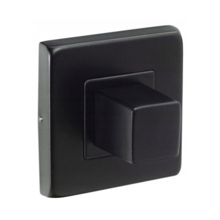 Rozeta WC neagră pătrată din inox, model Q, set 2 bucăți, 55x55mm