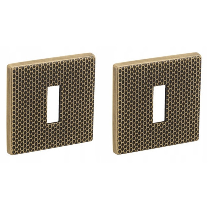 Rozeta pentru cheie TUPAI 4220 5SQ/T2-77, patina mata, set 2 rozete, 5mm, design patrat, interior