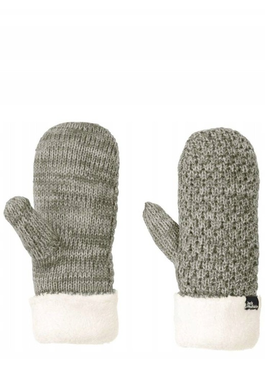 Mănuși damă Jack Wolfskin Highloft Knit Mitten, verde măsliniu, mărime M, tricotate, căptușite cu lână sintetică