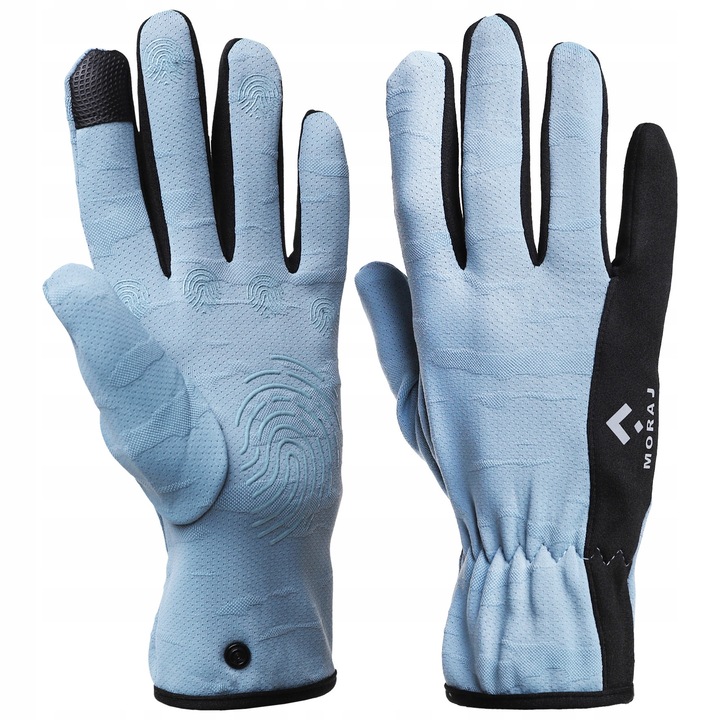 Mănuși bărbați, Moraj, touchscreen, antiderapante ABS, albastru/negru, mărime universală