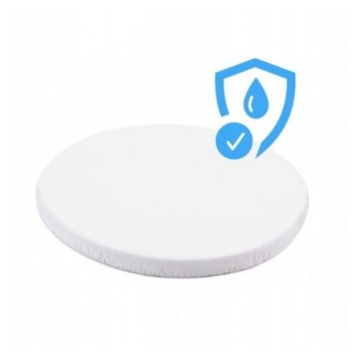 Cearsaf impermeabil Waldin pentru patut oval 7 in 1, 73x73cm, alb