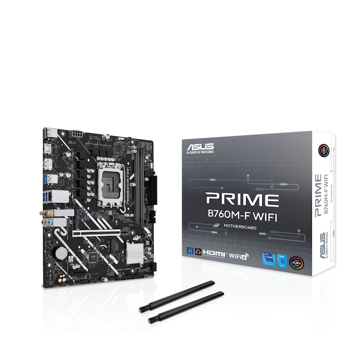 Дънна платка: Placa de baza, PRIME B760M-F WIFI, LGA1700, 2xDDR5, 96GB, Micro-ATX