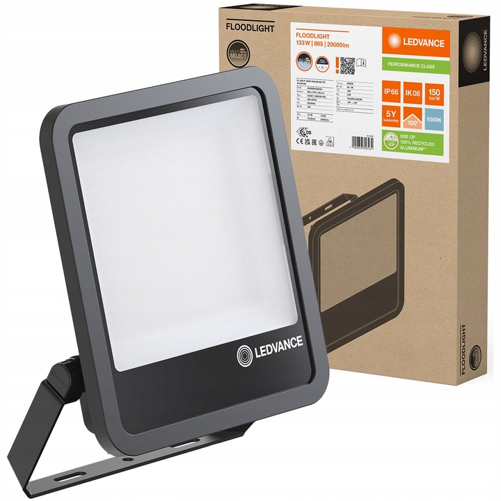 Proiector LED 133W 6500K IP66, Negru, 20000lm, pentru exterior