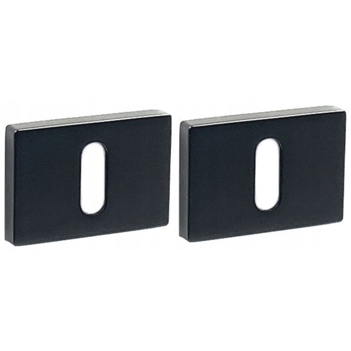 Set rozete cheie pentru uși interioare VDS, dreptunghiulare, 2 bucăți, negru, 52x36mm