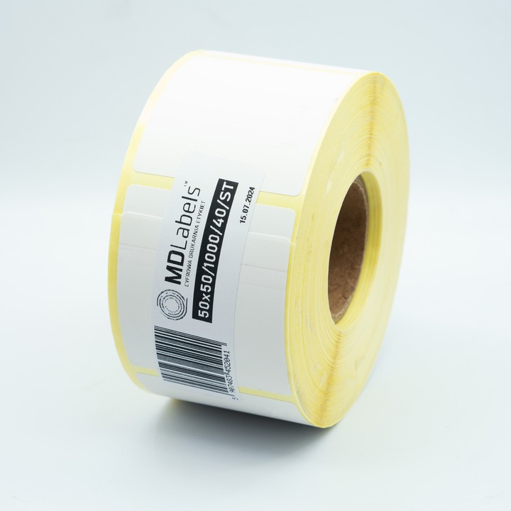 Самозалепващи етикети за термопринтери MD Labels, 50x50мм, 1000 бр ...