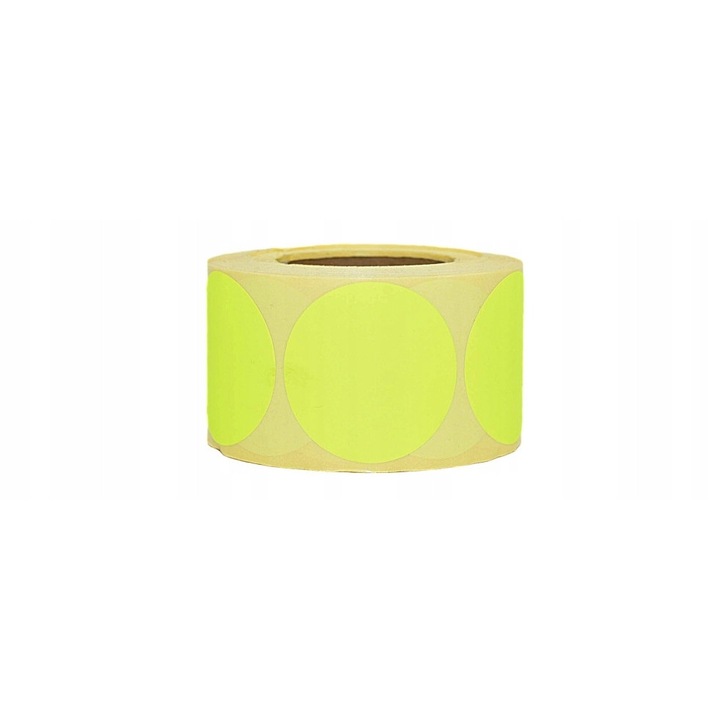 Etichete Autocolante, Neopak, Model 50 mm, Pentru Organizare Si Marcaje Vizibile, Adeziv Permanent, Hartie Mata, Compatibile Cu Scriere Manuala Si Termotransfer, 500 Bucati, Galben