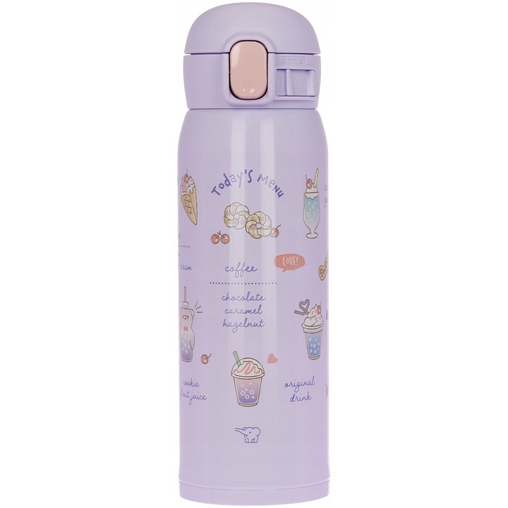 Cana termos Zojirushi, 480ml, inox, roz/violet, design compact