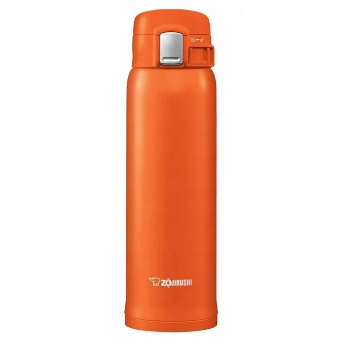 Cana termică Zojirushi, 480ml, inox, portocalie, design compact