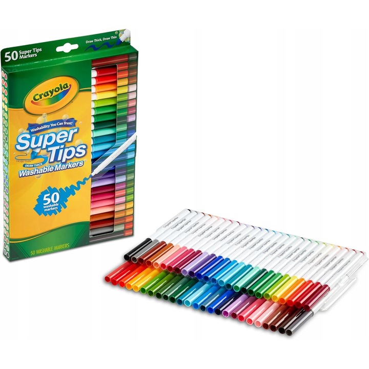 Set 50 carioci Crayola Super Tips, lavabile, culori multiple