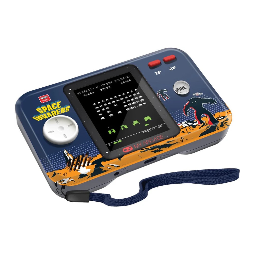 Mini consola de buzunar Space Invaders™ MyArcade, Pocket Player Pro, grafica originala, display color 2.75 inch, iluminare ajustabila, compacta si portabila, difuzor extern, adaptor casti, potrivita pentru calatorit si colectionari, ideala cadou