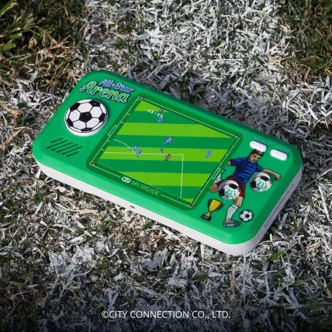 Mini consola de buzunar MyArcade, All-Star Arena, 307 jocuri bonus, ideal pentru microbisti, design retro ergonomic, comenzi arcade, ecran LED color, compacta, portabila, control volum, difuzor extern, Jack 3.5 mm, ideala cadou pasionati sport