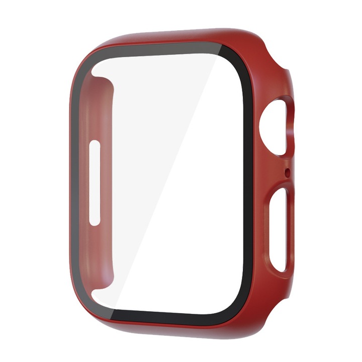 Ултратънък калъф, устойчив на надраскване за iWatch 4/5/6/SE, твърд поликарбонат, ултратънък, пълна защита против удар на екрана, 44 мм, червен