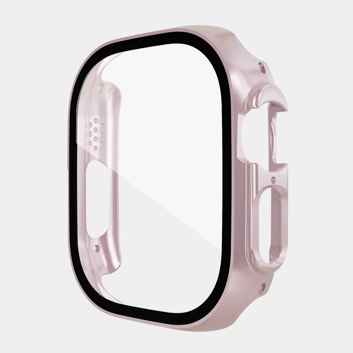 Ултратънък калъф, устойчив на надраскване за iWatch Ultra 1/2/3, твърд поликарбонат, ултратънък, пълноекранна защита против удар, розов, 49 мм