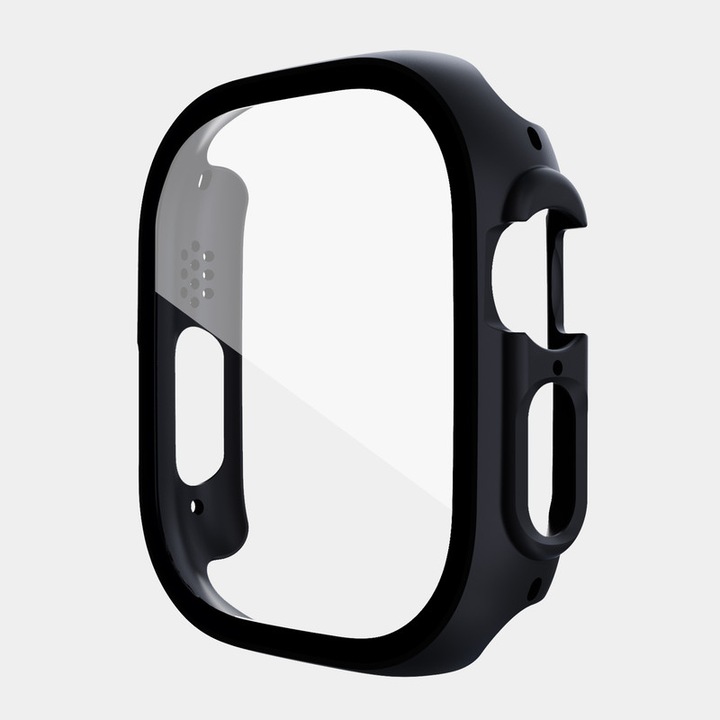 Ултратънък устойчив на надраскване калъф за iWatch Ultra 1/2/3, твърд поликарбонат, ултратънък, пълноекранна защита против удар, 49 мм, черен