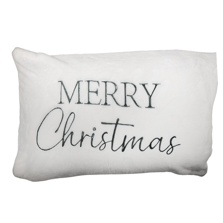 Fata perna Mery Christmas textil alb verde 35x50 cm
