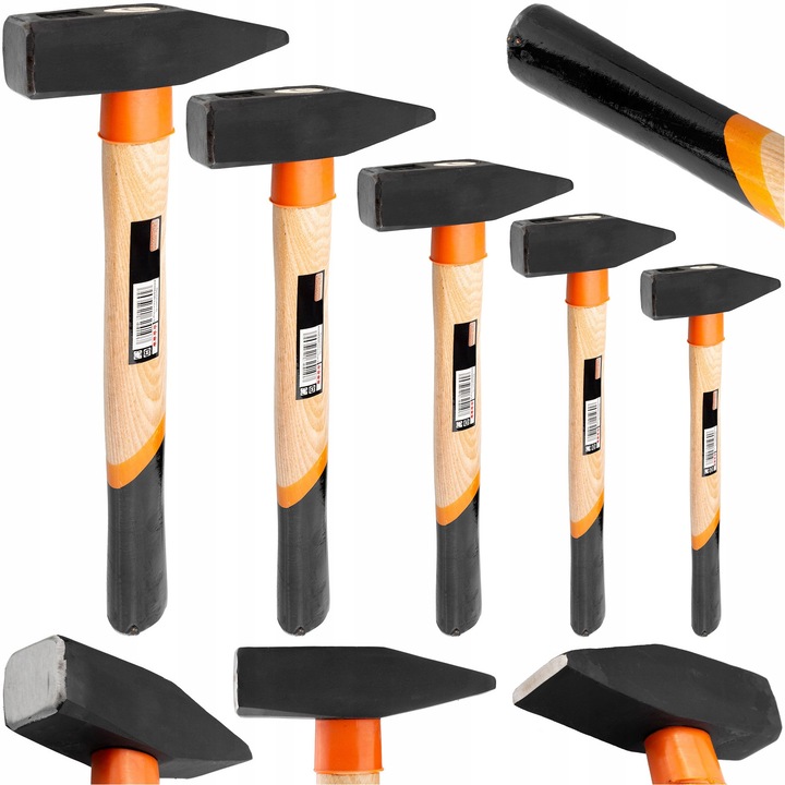 Set 5 Ciocane de Lacatus RICHMANN, manere din lemn de frasin, greutati variate, otel