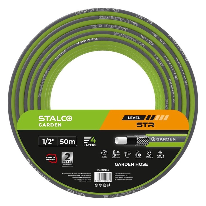 Stalco Garden kerti tömlő 1/2" 50m, UV-álló, rugalmas
