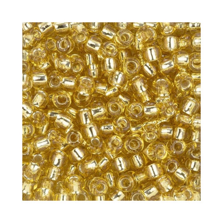 Margele Toho Japonia Light Topaz, 20g, 2mm, set din sticlă cu miez argintiu