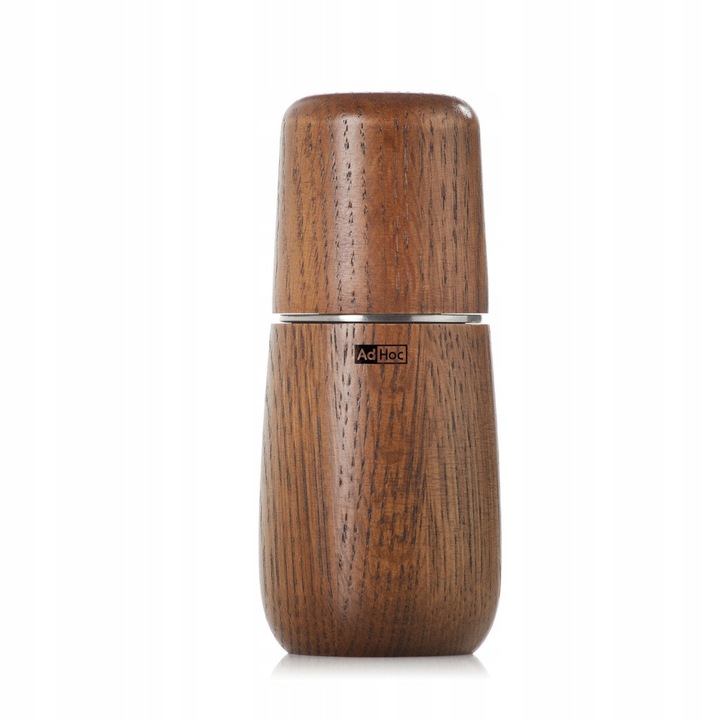 Rasnita AdHoc din lemn de stejar inchis, macinare ceramica, reglare fina, pentru sare si piper