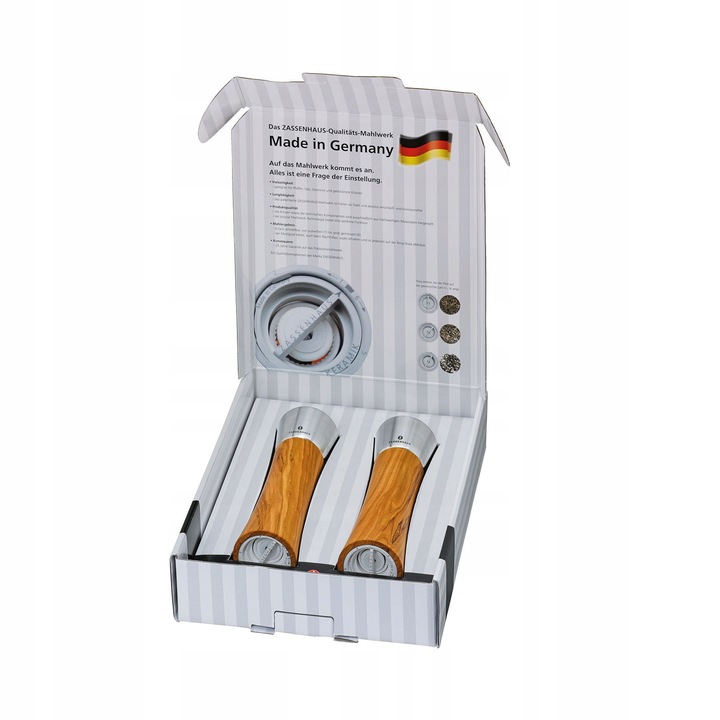 Zassenhaus Augsburg 2 darabos daráló szett, olíva fa, 18cm, kerámia, inox