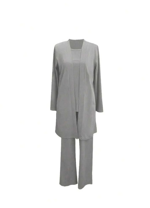 Compleu dama, gri, bluza, cardigan, pantalon, elastic, XL