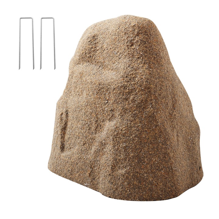 Capac piatra artificiala pentru pompa de fantana, Bolovan decorativ exterior, Textura naturala realista, Usor si rezistent la intemperii, Potrivit pentru gradina si curte, Dimensiune mica, Maro nisipos