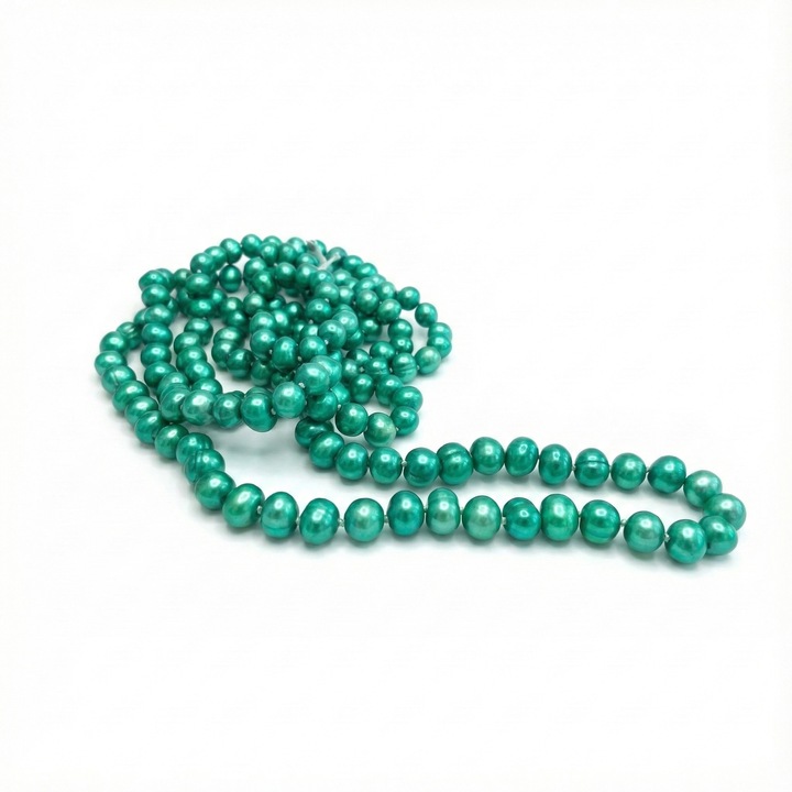 Colier din perle naturale, Silver & Gems, culoare marii, 100cm, 7-8mm