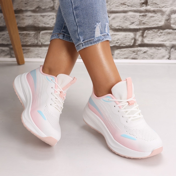 Adidasi dama Albi/ roz din Textil Xarya, Alb