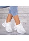 Adidasi dama Albi/gri din Piele Eco/ Textil Sianna, Alb