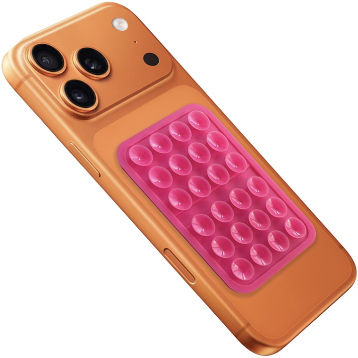 Suport Adeziv din Silicon cu Ventuze, LoreBebe, pentru Telefon, Roz, Ideal pentru TikTok, Selfie-uri