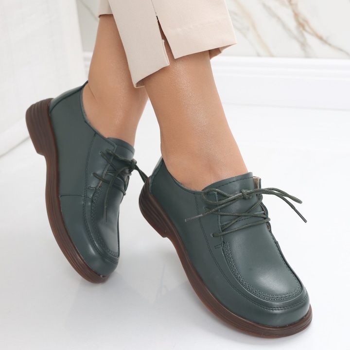 Pantofi dama casual Verzi din Piele Naturala Esana, Verde
