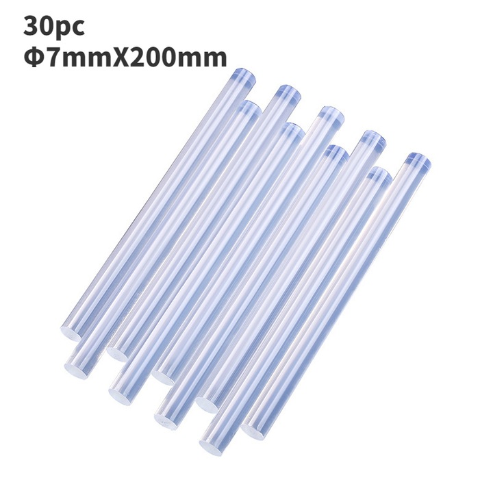Set 30 buc bete lipici transparent 7x200mm pentru pistol lipit