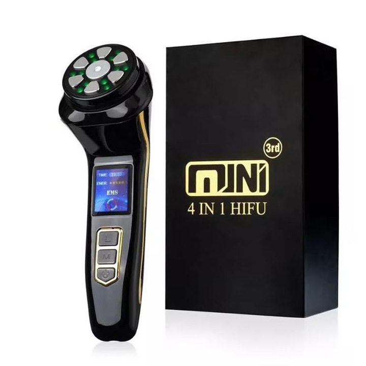 HIFU 4 az 1-ben arcmasszírozó készülék, Rqiurpn, ultrahang, EMS, többszínű, kompakt méretek