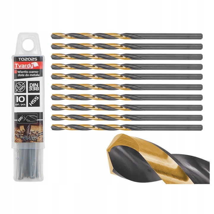 Set 10 Burghie Aurii HSS 2.5mm pentru Metal, Acoperire TiN