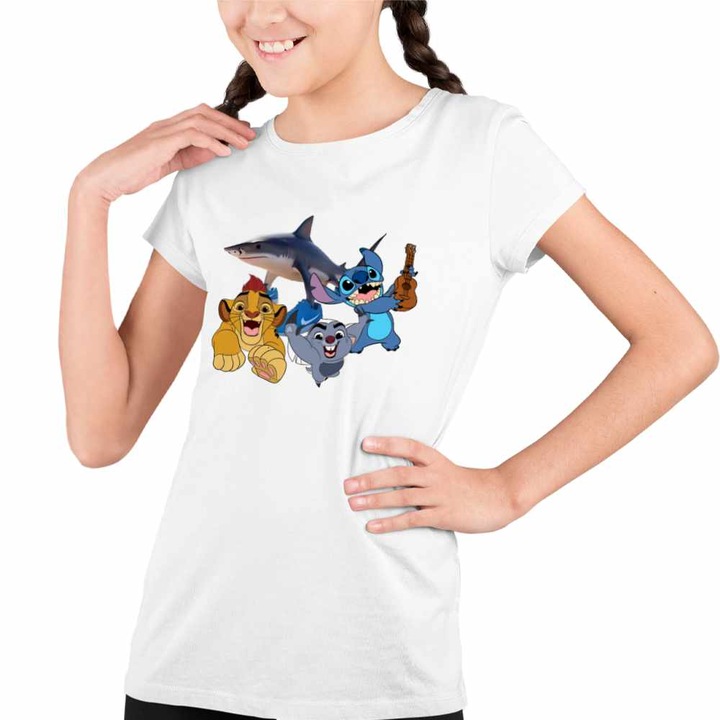 Tricou Copii Fete Tralalero Tralala Garda Felina Stitch Meme, Fehér