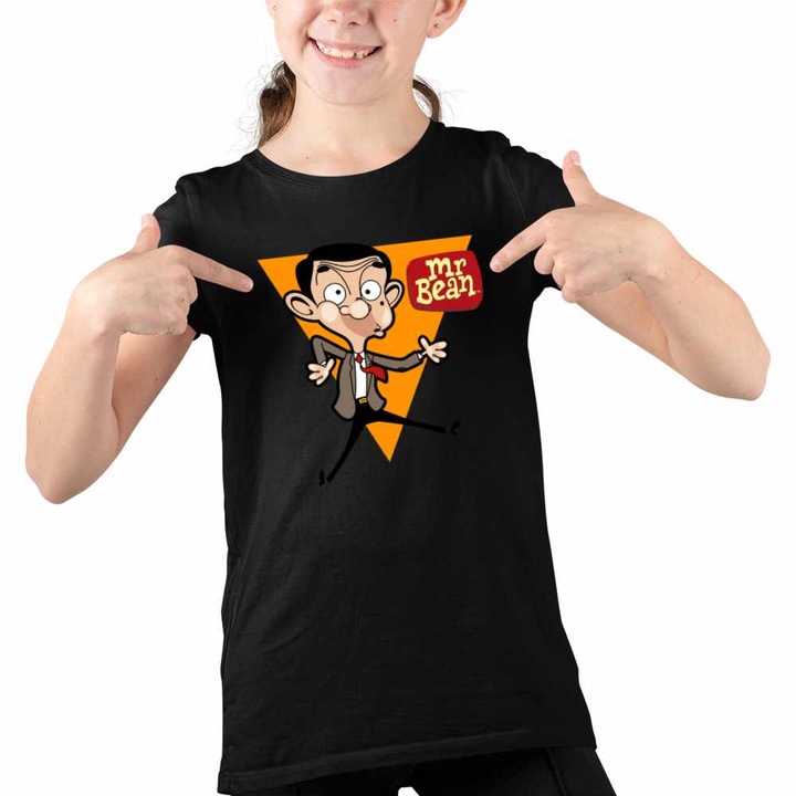 Tricou Copii Fete Mr Bean Desene Animate, Fekete