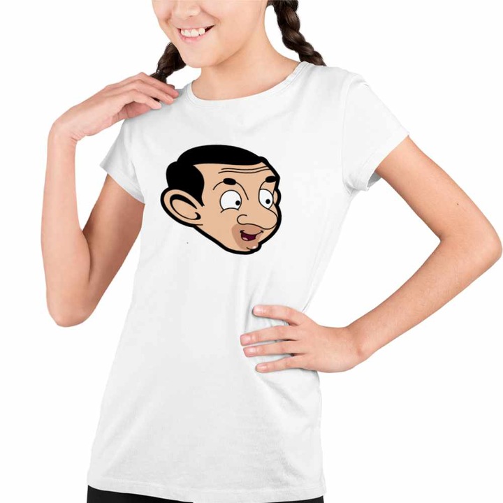 Tricou Copii Fete Mr Bean Comic Cartoon, Fehér