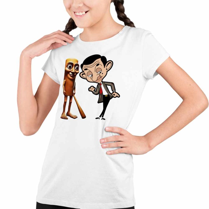 Tricou Copii Fete Mr Bean Tung Tung Sahur, Fehér