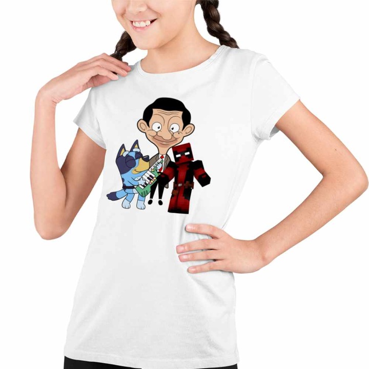 Tricou Copii Fete Mr Bean Bluey Tiktok, Fehér