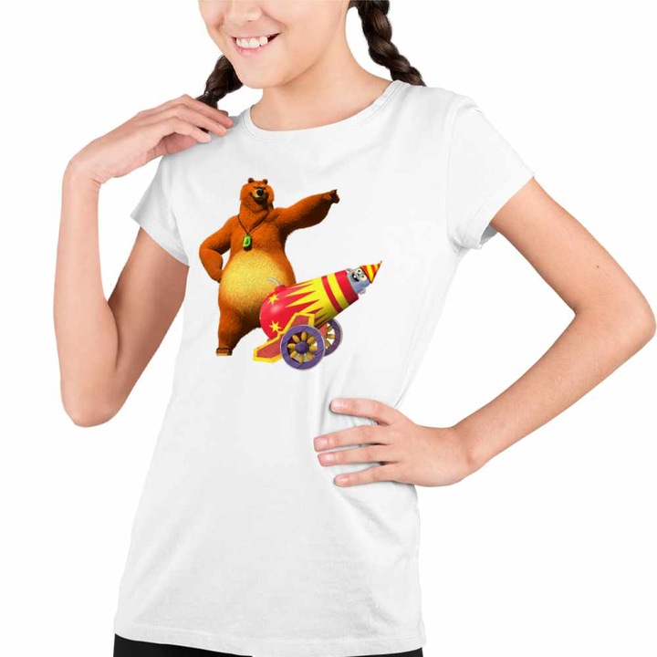 Tricou Copii Fete Grizzy and the lemmings, Fehér