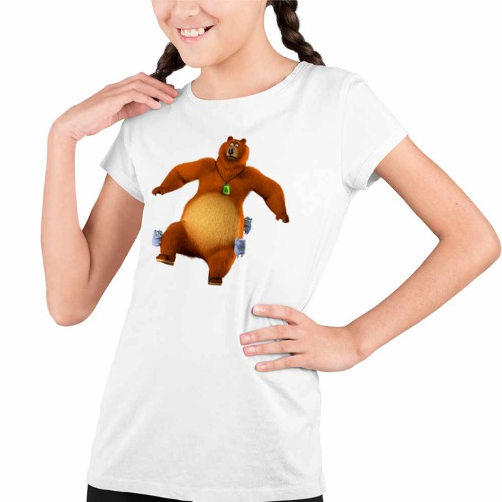 Tricou Copii Fete Ursul Grizzy si lemingii Grizzly, Fehér