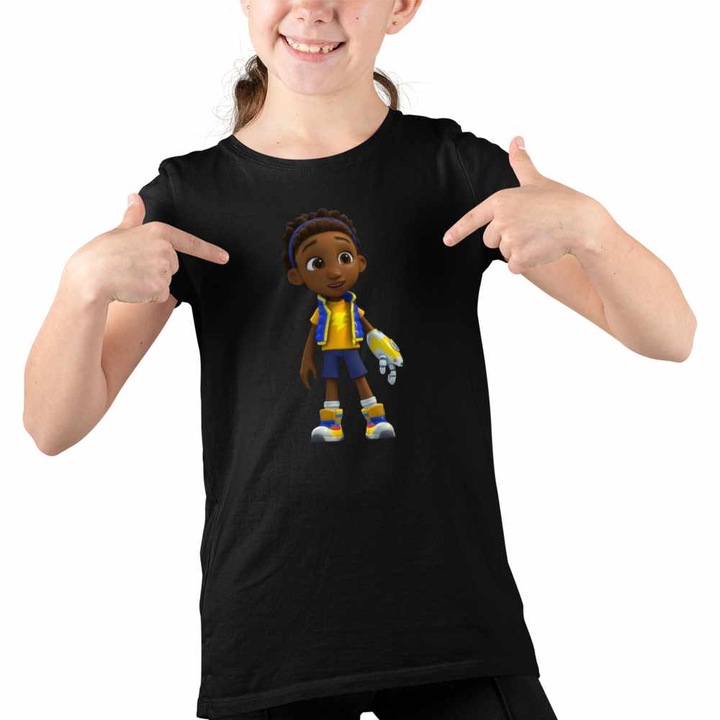 Tricou Copii Fete Robogobo Dax Creator Lider, Fekete